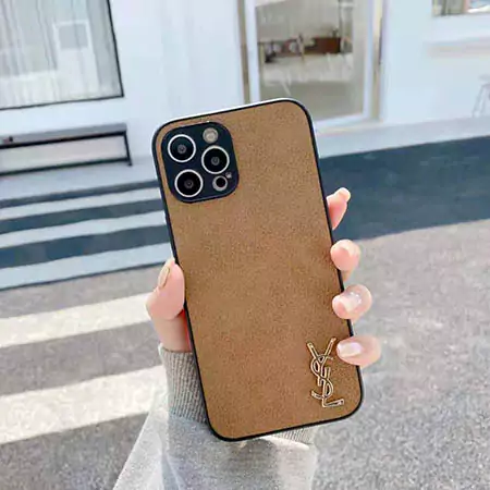 YSL iPhoneケース 金属ロゴ付き