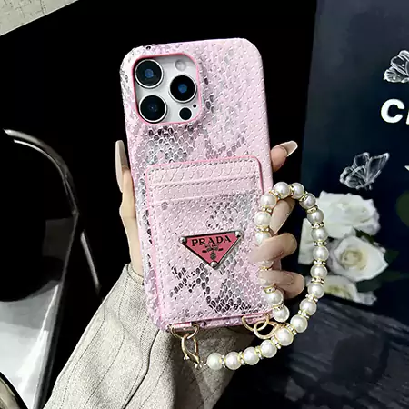 prada galaxy s24ケース パールストラップ付き