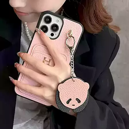 エルメスiphone16 plus ケースくまストラップ付き