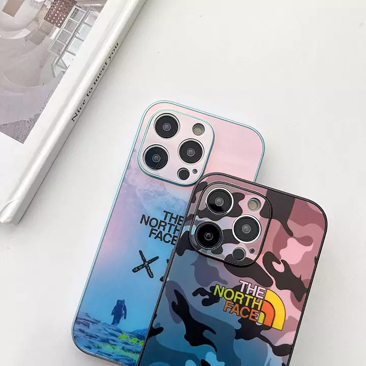 ザ ノース フェイス スマホケース iphone16pro max 夜光 携帯ケース ピンク ガラス つや消