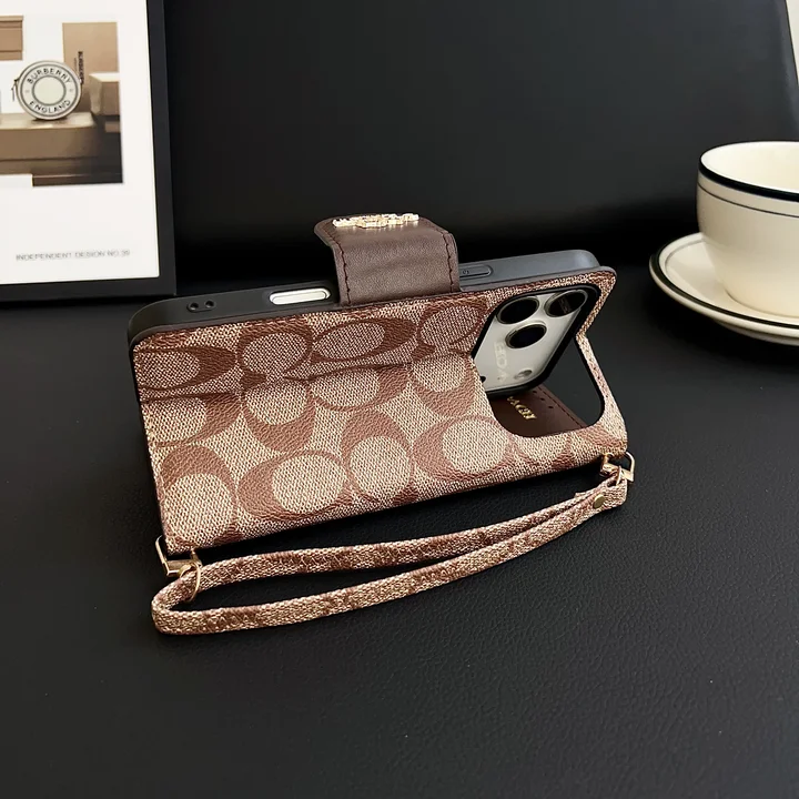 コーチiphone17air手帳ケース ストラップ 付き